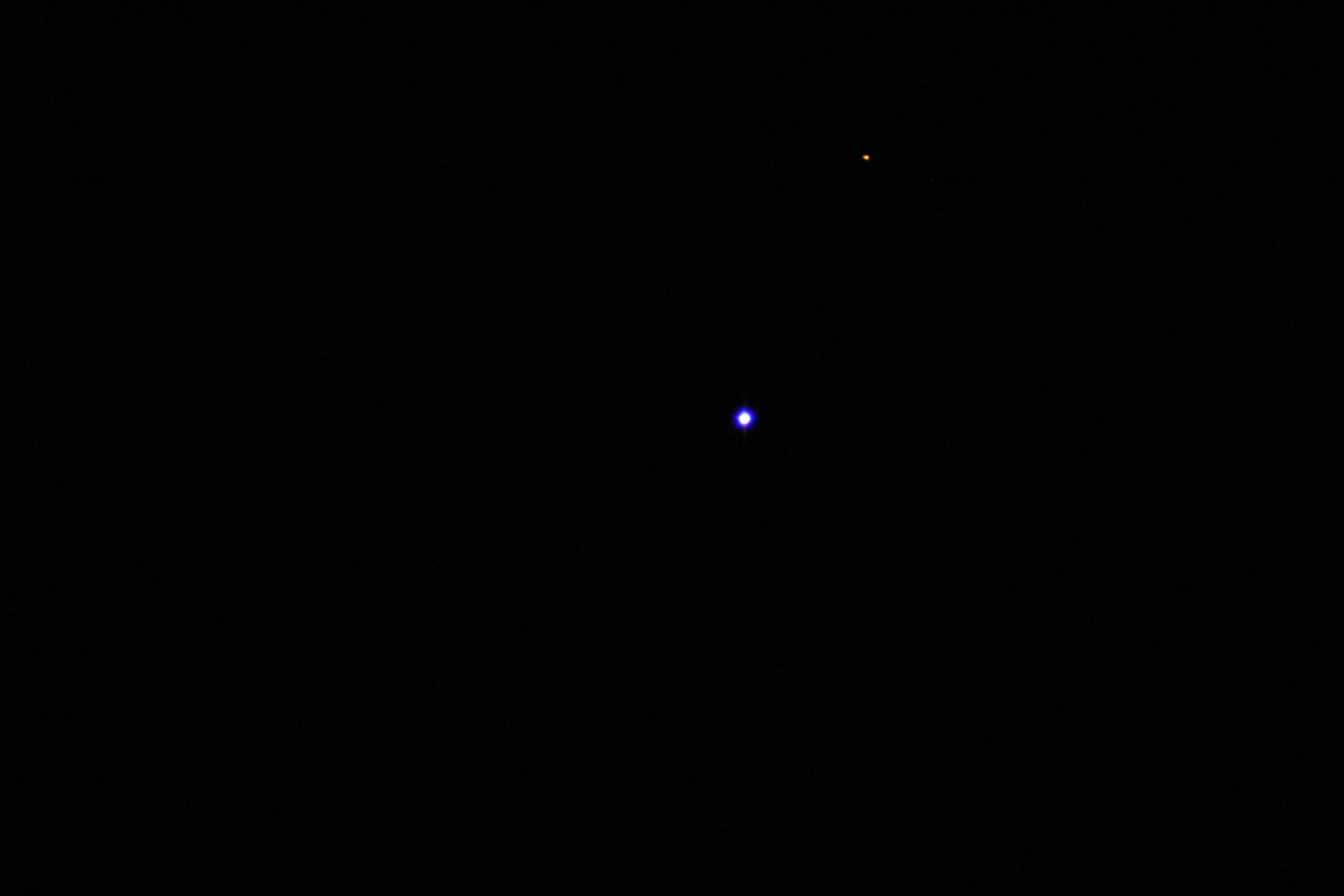 Venus & Mars By T Hayes. 21st February 19.21pm. Telescope-Skywatcher 120mm, short tube f/0.5. Camera- Canon EOS 1200d  ISO-6400 1/125 seconds